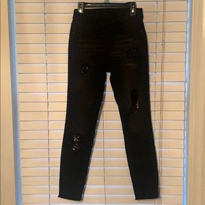Girls justice ripped jeans black with sparkle